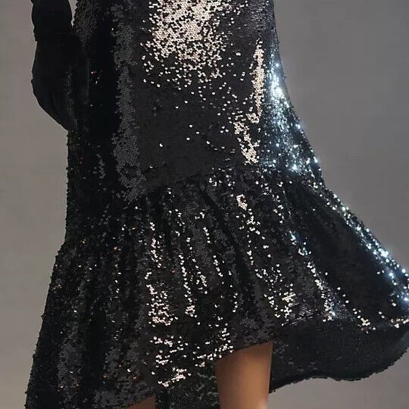 Anthropologie Maeve XL NWT One-Shoulder Sequin Dress Disco Party Cocktail New - Picture 5 of 9
